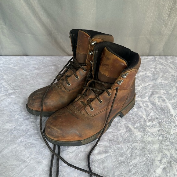 Woman’s work Aztec Brown Leather Boots 8.5 steel toe - Picture 1 of 6